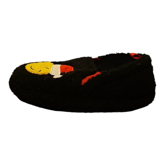 Cozy Smiley Face Kids Slippers - Black George 9-10 NWOT - Picture 3 of 8
